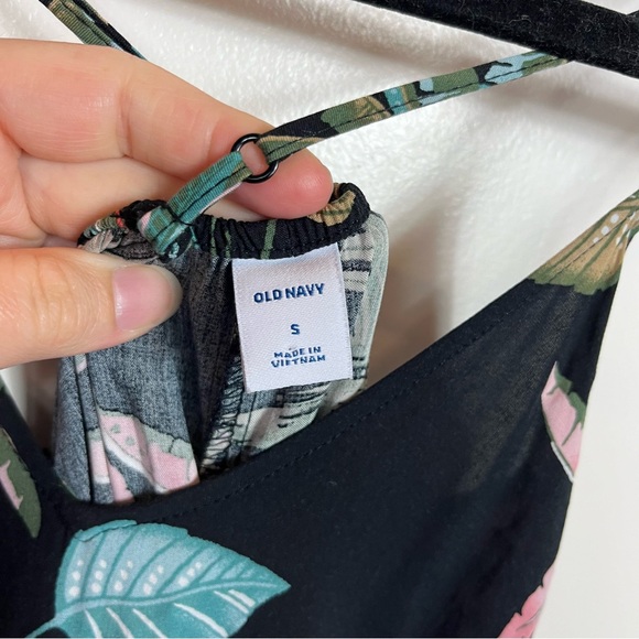Old Navy Slip Maxi Dress Size Small Tropical Hawaiian Vacation Boho Black - Picture 7 of 8